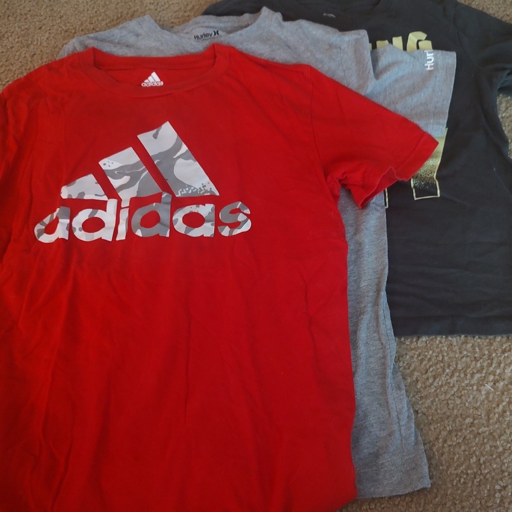 Adidas Hurley Wonder Nation T-Shirt Bundle Kids‎ M 8-12 Red Gray Black Excellent